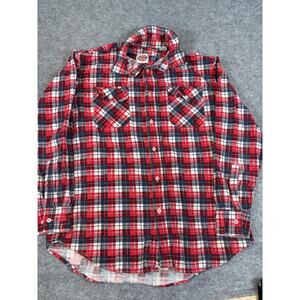 VINTAGE Dickies Button Up Shirt Mens Large Red Plaid Flannel Western Retro 90s